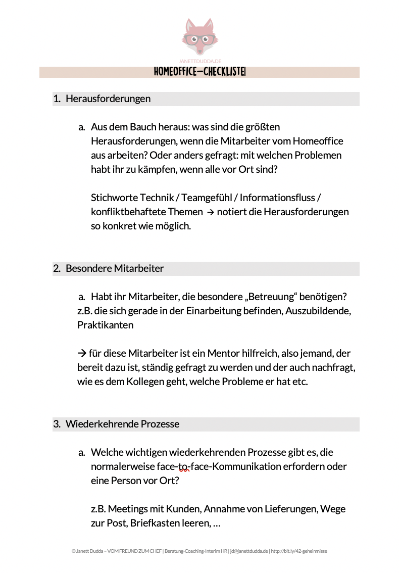 Checkliste Homeoffice